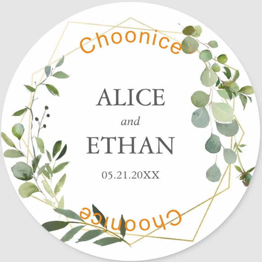 Custom Floral Wedding Stickers - Personalized Thank You Labels