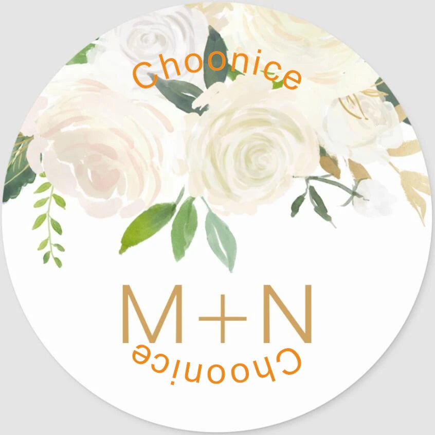 Custom Floral Wedding Stickers - Personalized Thank You Labels