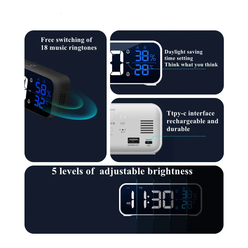 Music Alarm Clock with Temperature, Humidity, and LED Display