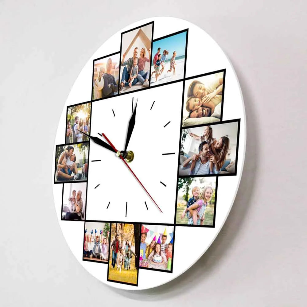 Custom 12-Photo Instagram Collage Acrylic Wall Clock