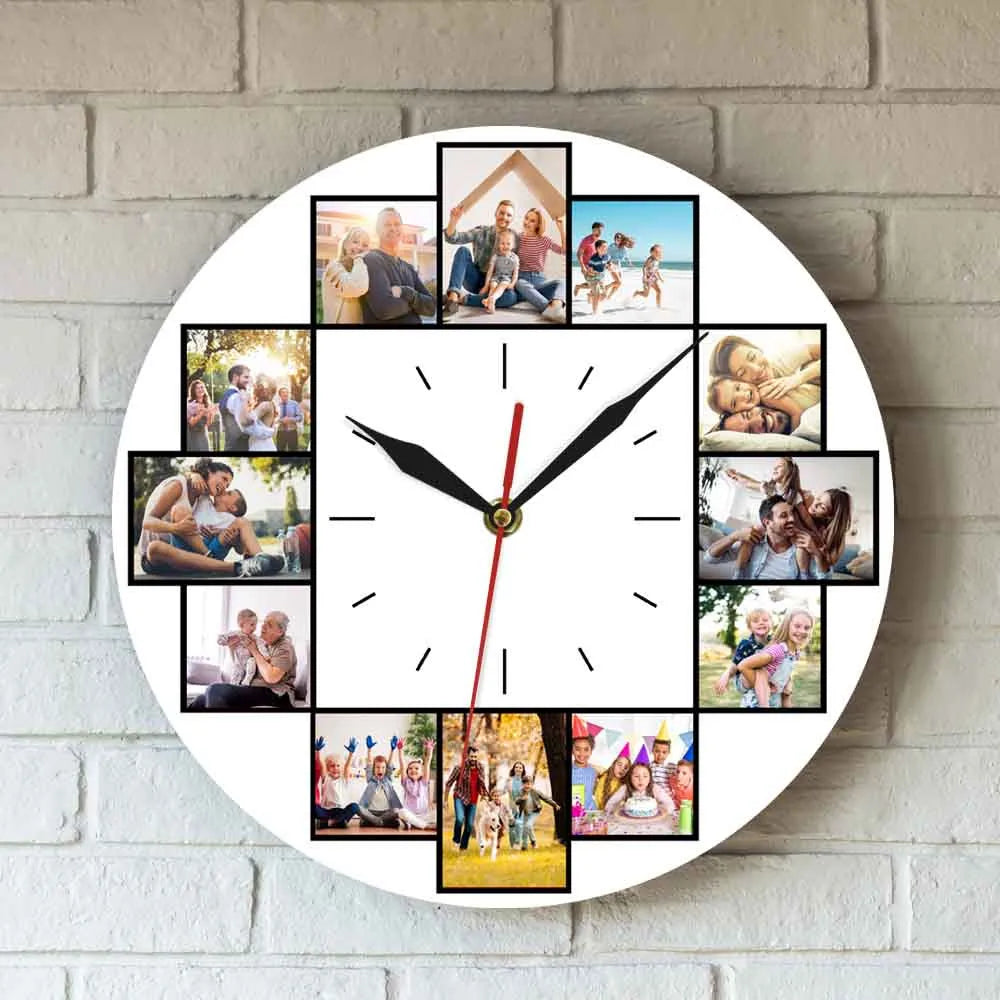 Custom 12-Photo Instagram Collage Acrylic Wall Clock