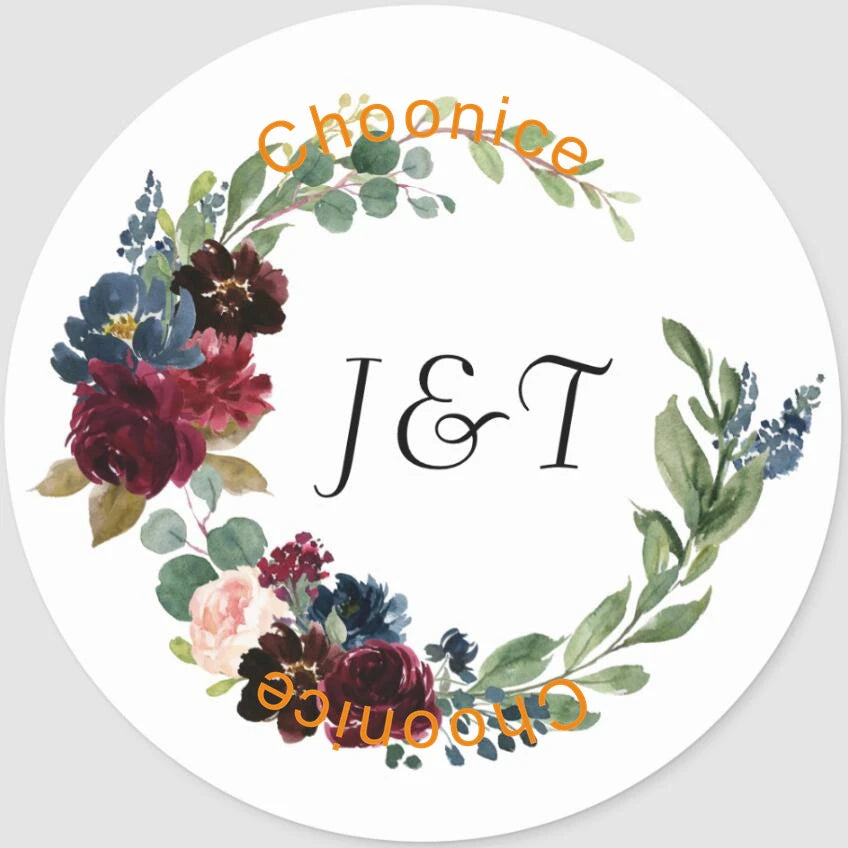 Custom Floral Wedding Stickers - Personalized Thank You Labels