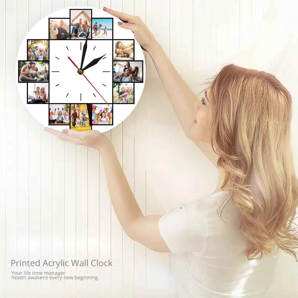 Custom 12-Photo Instagram Collage Acrylic Wall Clock