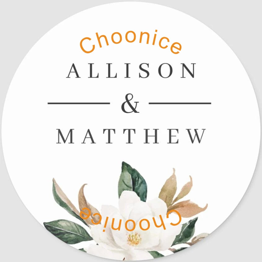 Custom Floral Wedding Stickers - Personalized Thank You Labels