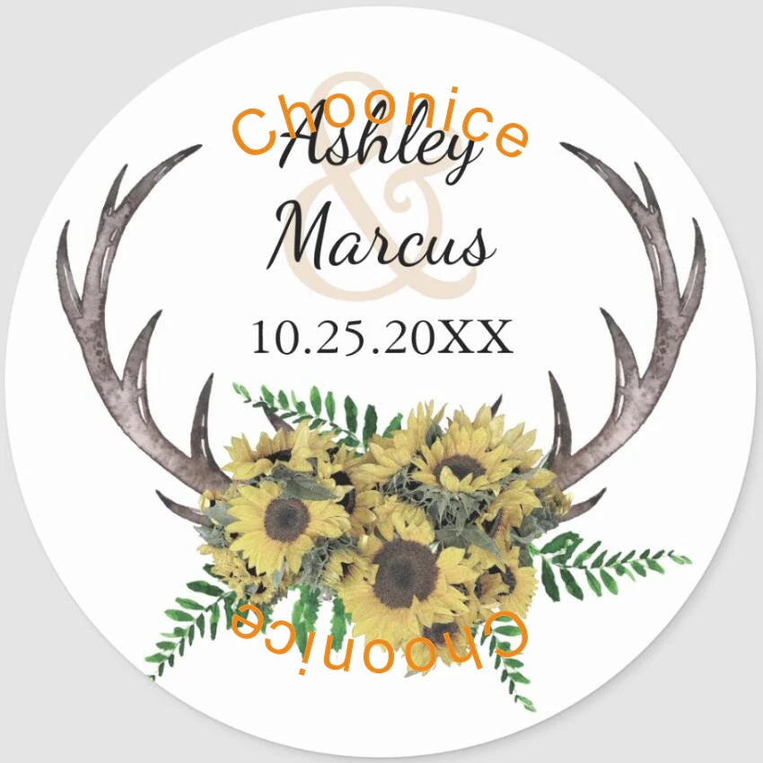 Custom Floral Wedding Stickers - Personalized Thank You Labels