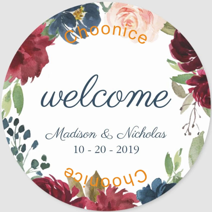 Custom Floral Wedding Stickers - Personalized Thank You Labels