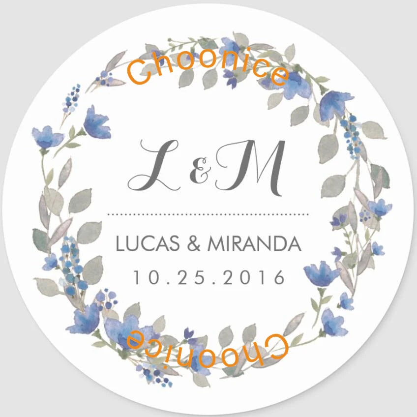 Custom Floral Wedding Stickers - Personalized Thank You Labels