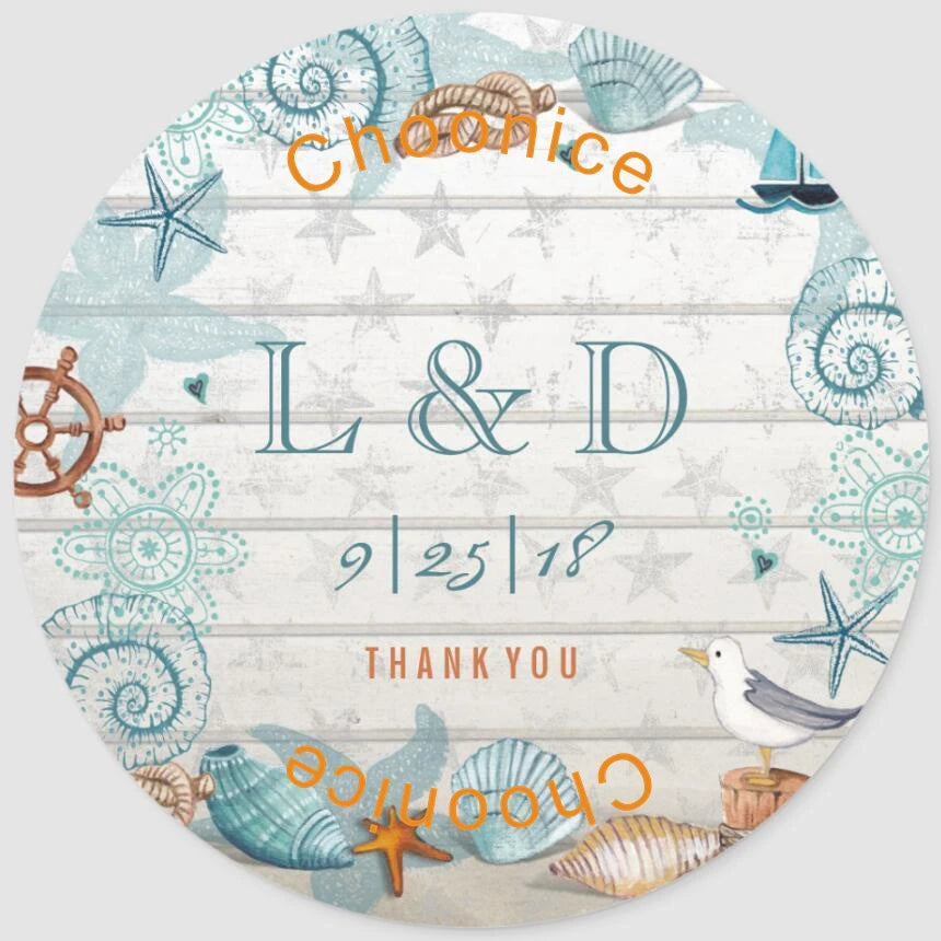 Custom Floral Wedding Stickers - Personalized Thank You Labels