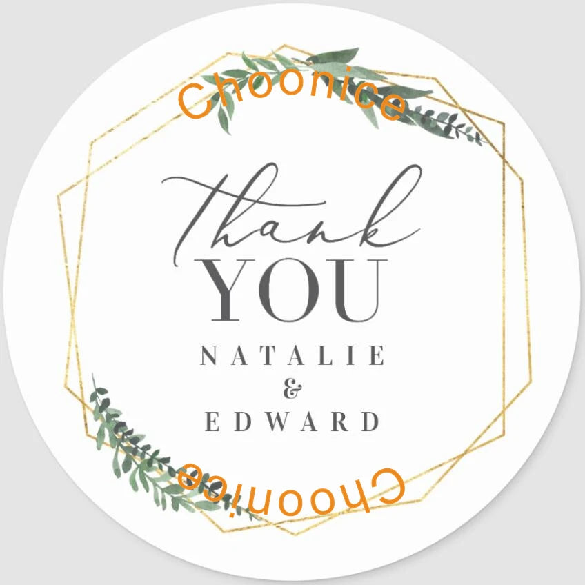 Custom Floral Wedding Stickers - Personalized Thank You Labels