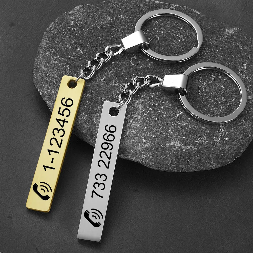 Custom Phone Number & Logo Keychain