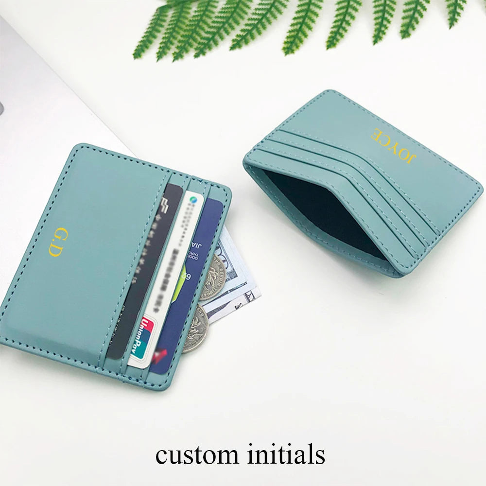 Personalized Slim Leather Card Holder