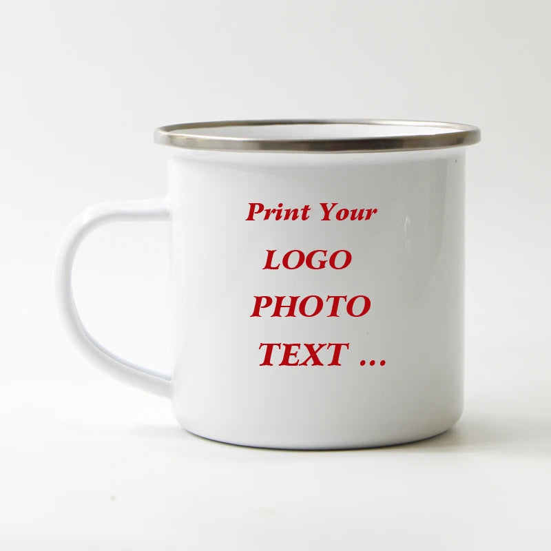 Custom Enamel Mug with Logo & Text