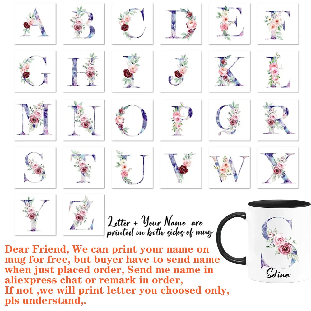 Personalized Floral Name Coffee Mug