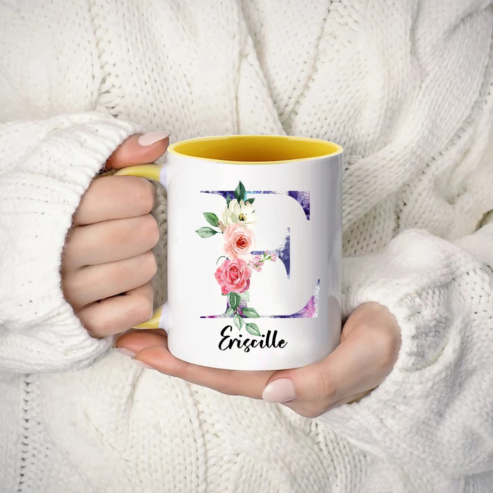 Personalized Floral Name Coffee Mug