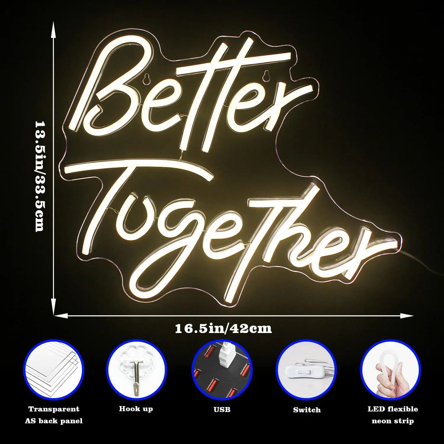 Better Together Neon Sign - LED Light for Home & Parties