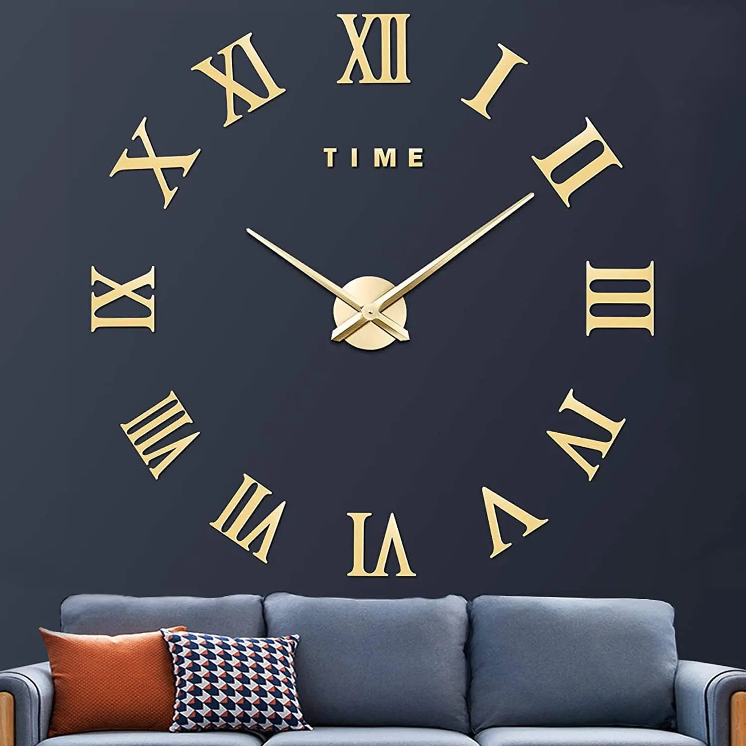 Gold Giant Roman Numerals Frameless 3D Wall Clock