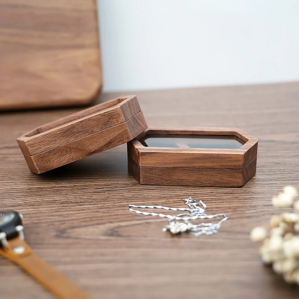 Custom Walnut Ring Box - Engagement & Wedding Jewelry Storage