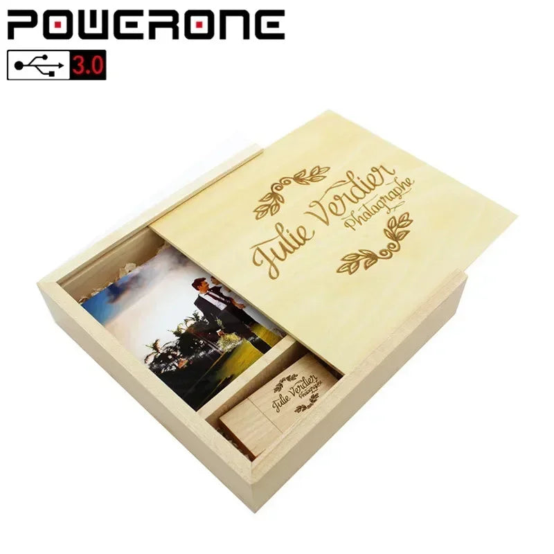 Custom Logo Wooden USB & Photo Album Set