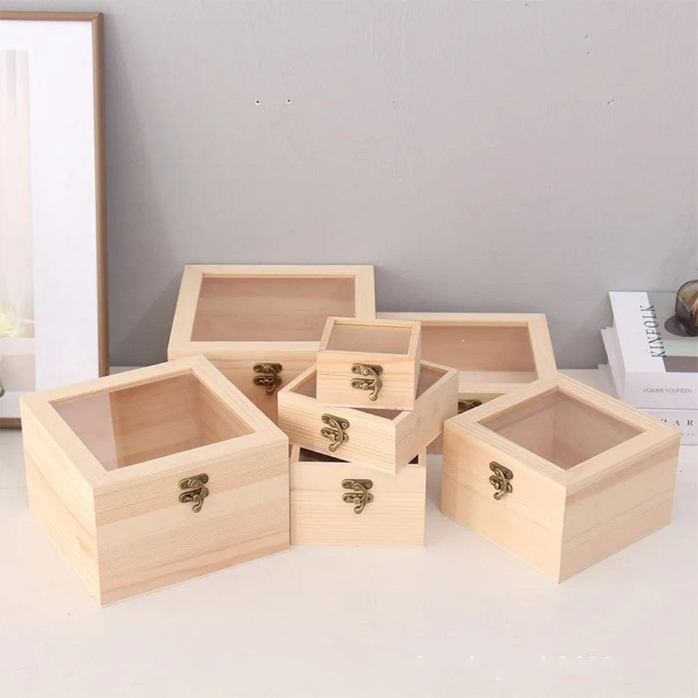 Wooden Square Hinged Storage Box