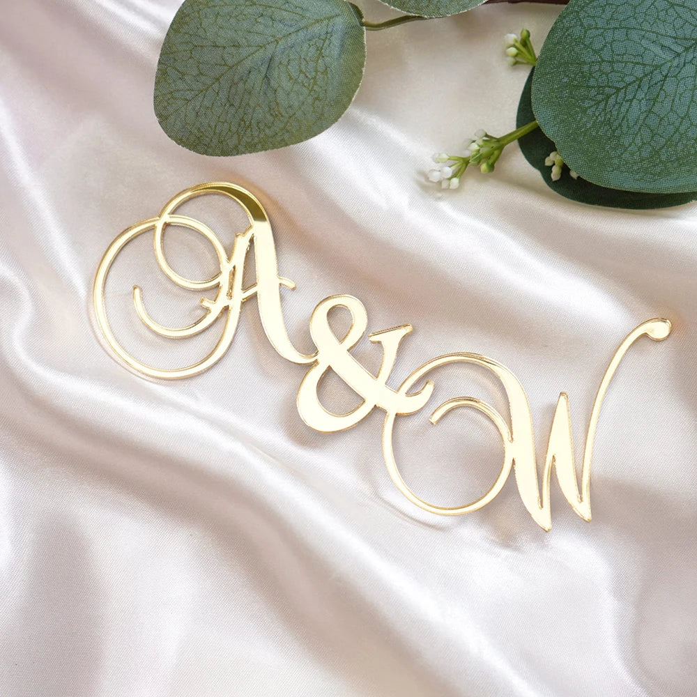 Custom Acrylic Cake Charms - Personalized Wedding Initials Topper