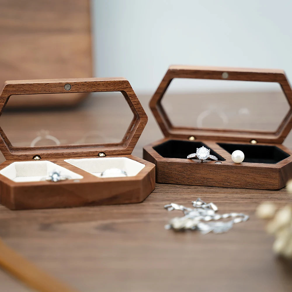 Custom Walnut Ring Box - Engagement & Wedding Jewelry Storage