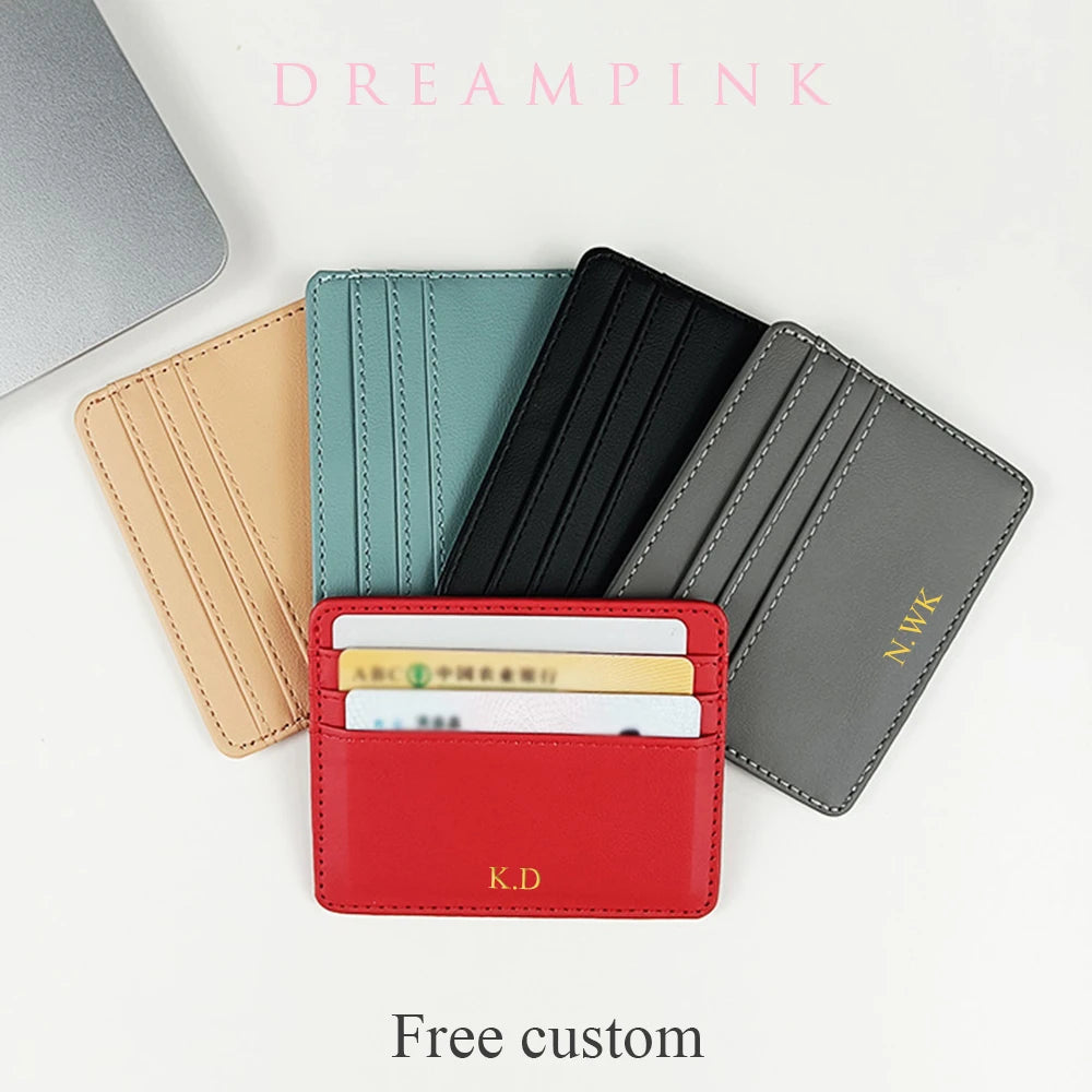 Personalized Slim Leather Card Holder