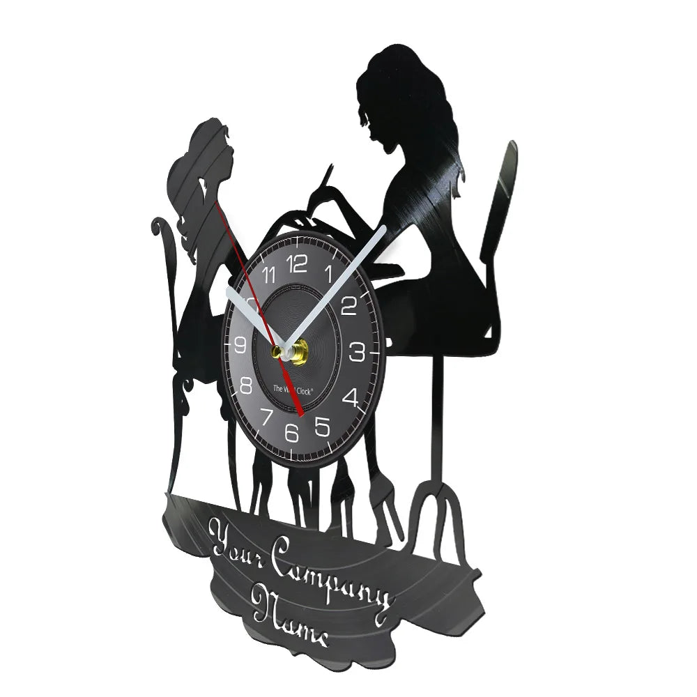 Custom Spa & Salon Wall Sign with Vinyl Record Clock