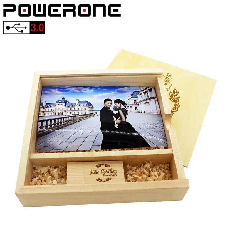 Custom Logo Wooden USB & Photo Album Set