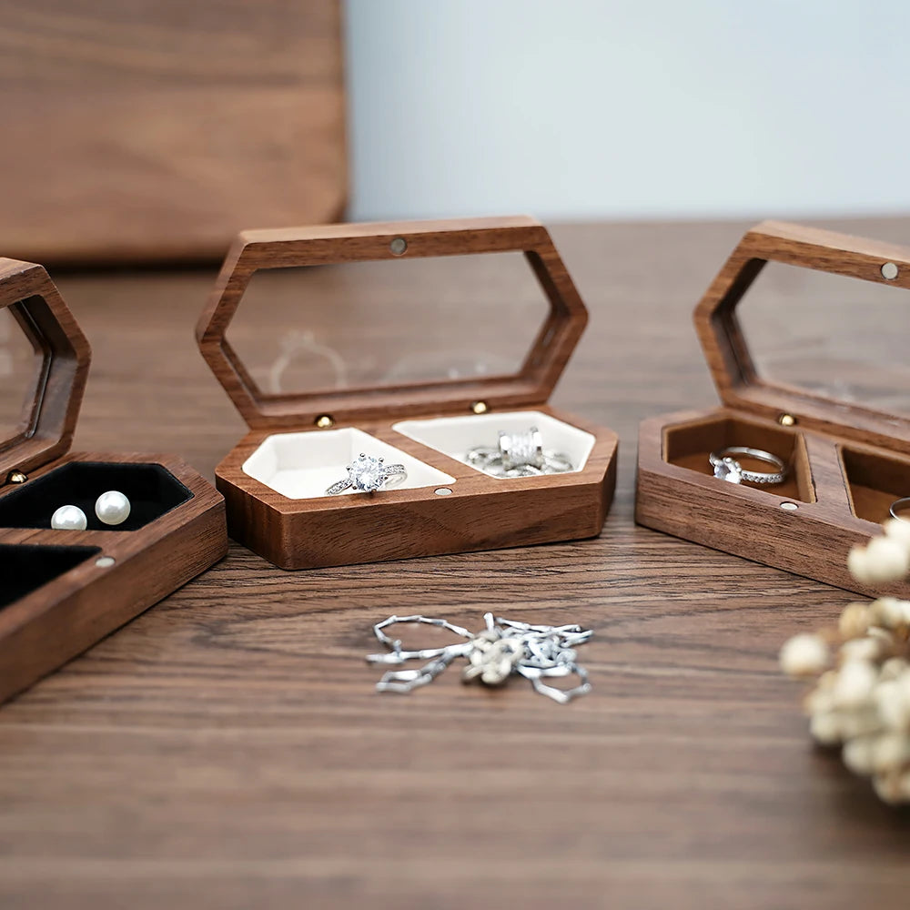 Custom Walnut Ring Box - Engagement & Wedding Jewelry Storage