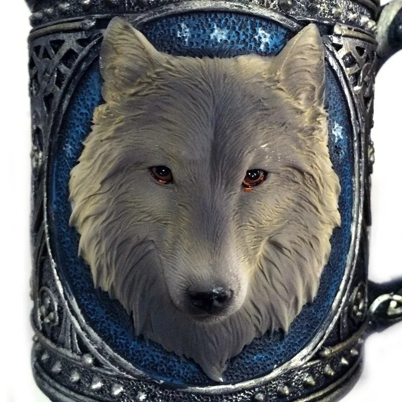 Vintage 3D Wolf Head Insulated Mug