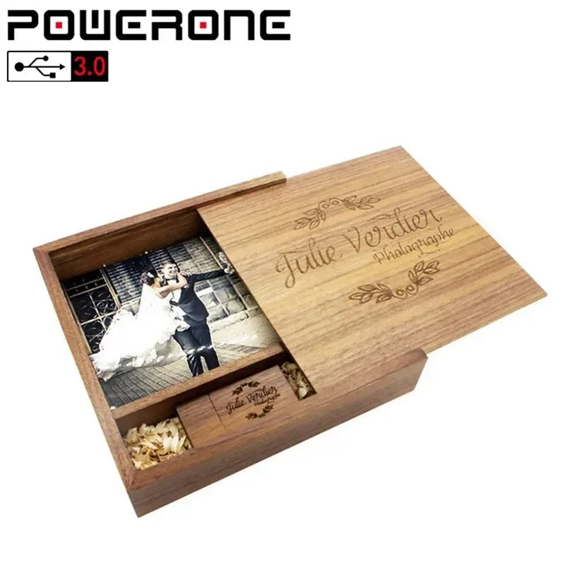 Custom Logo Wooden USB & Photo Album Set