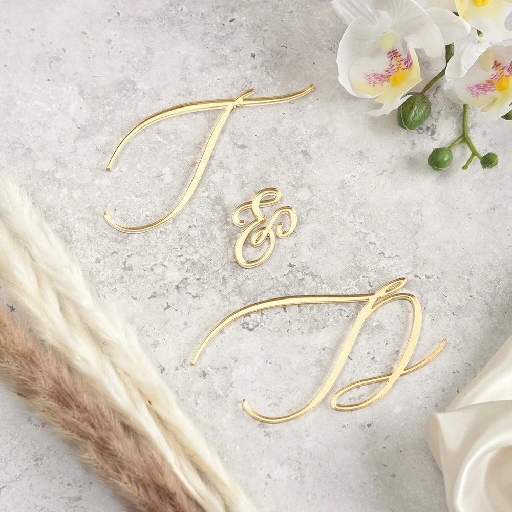 Custom Acrylic Cake Charms - Personalized Wedding Initials Topper