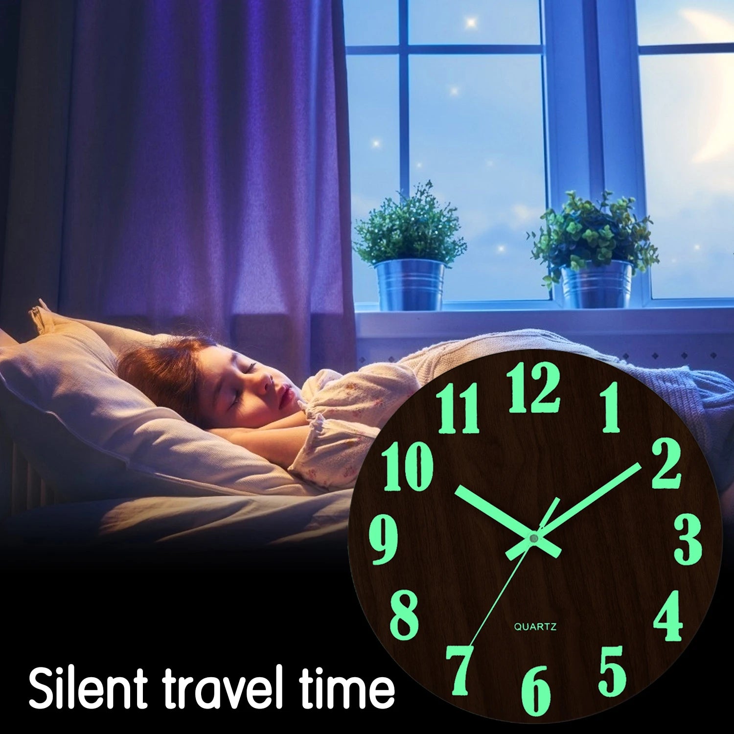 12-Inch Luminous Silent Wall Clock with Night Light