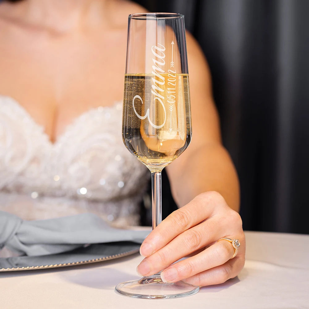 Personalized Mr & Mrs Champagne Flutes - Custom Wedding Favors