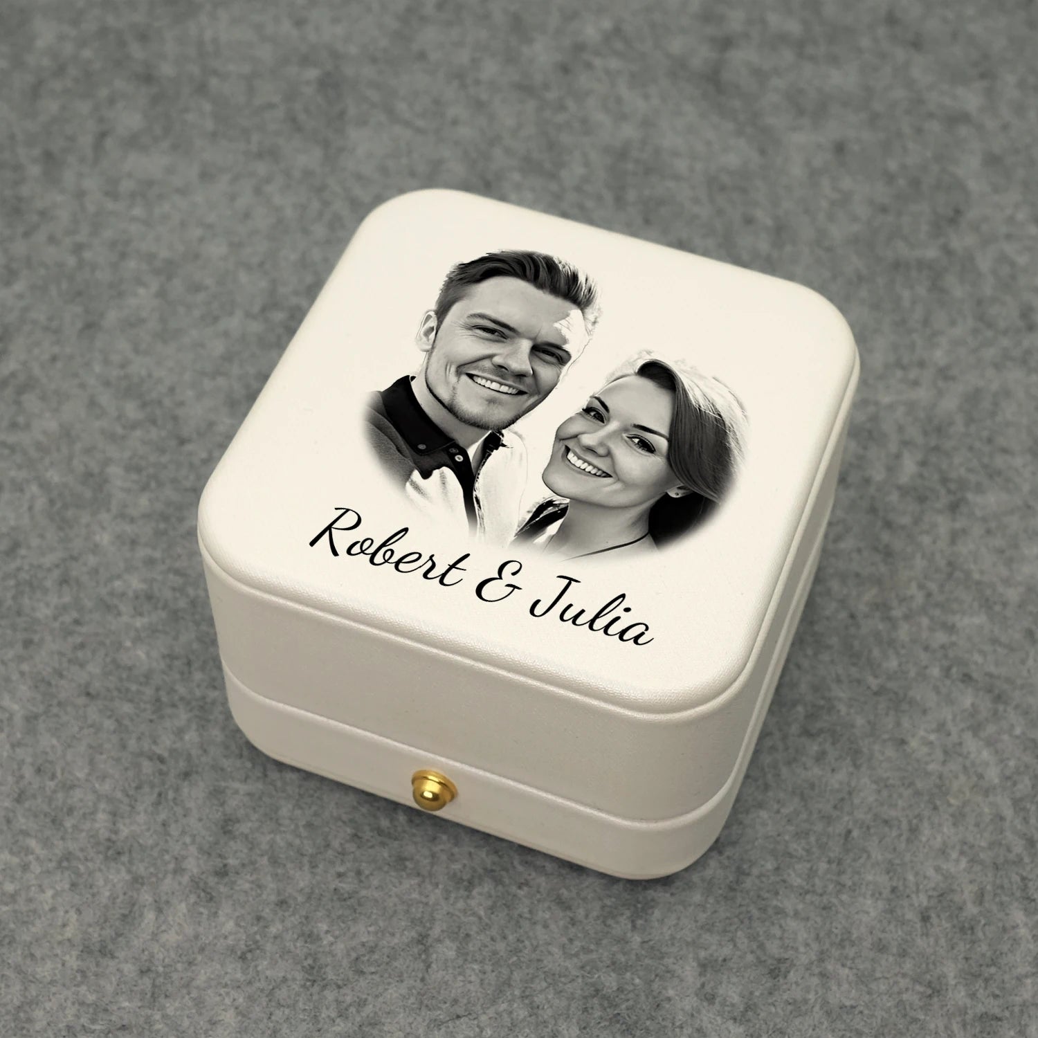 Custom Double Ring Box - Personalized Engagement & Wedding Proposal Holder