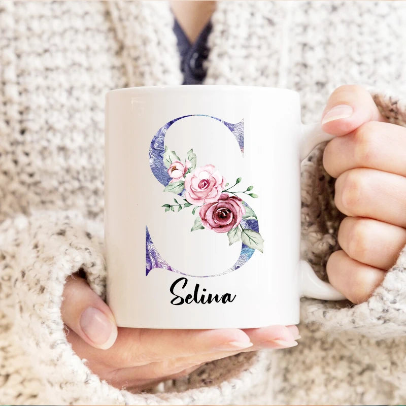 Personalized Floral Name Coffee Mug