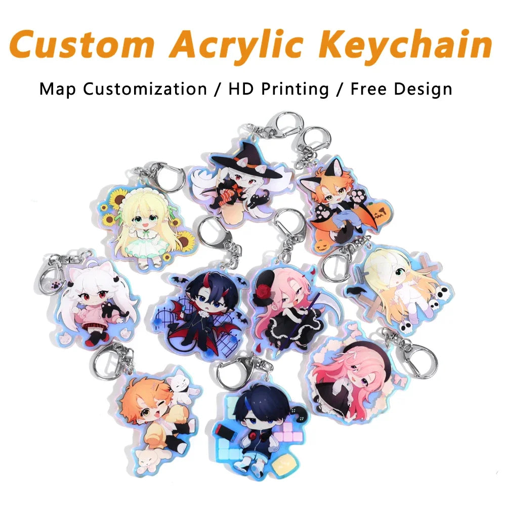 Custom Cartoon Acrylic Keychain with Photo