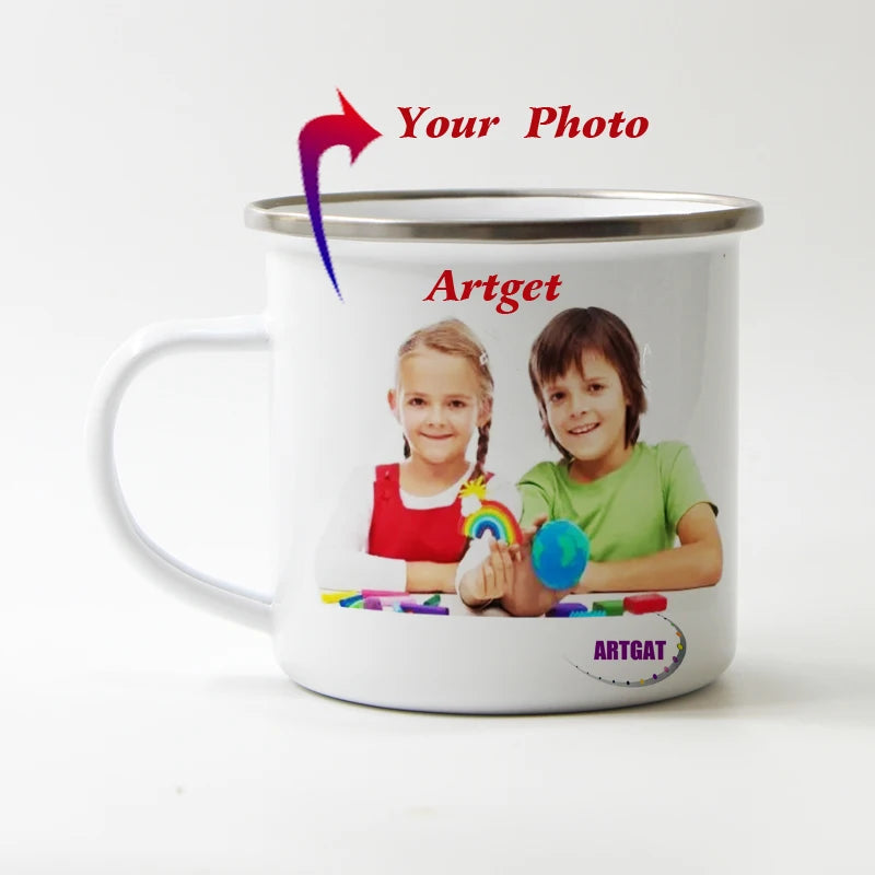 Custom Enamel Mug with Logo & Text