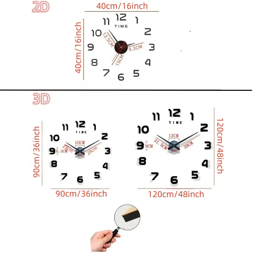 2023 Modern 3D DIY Large Wall Clock