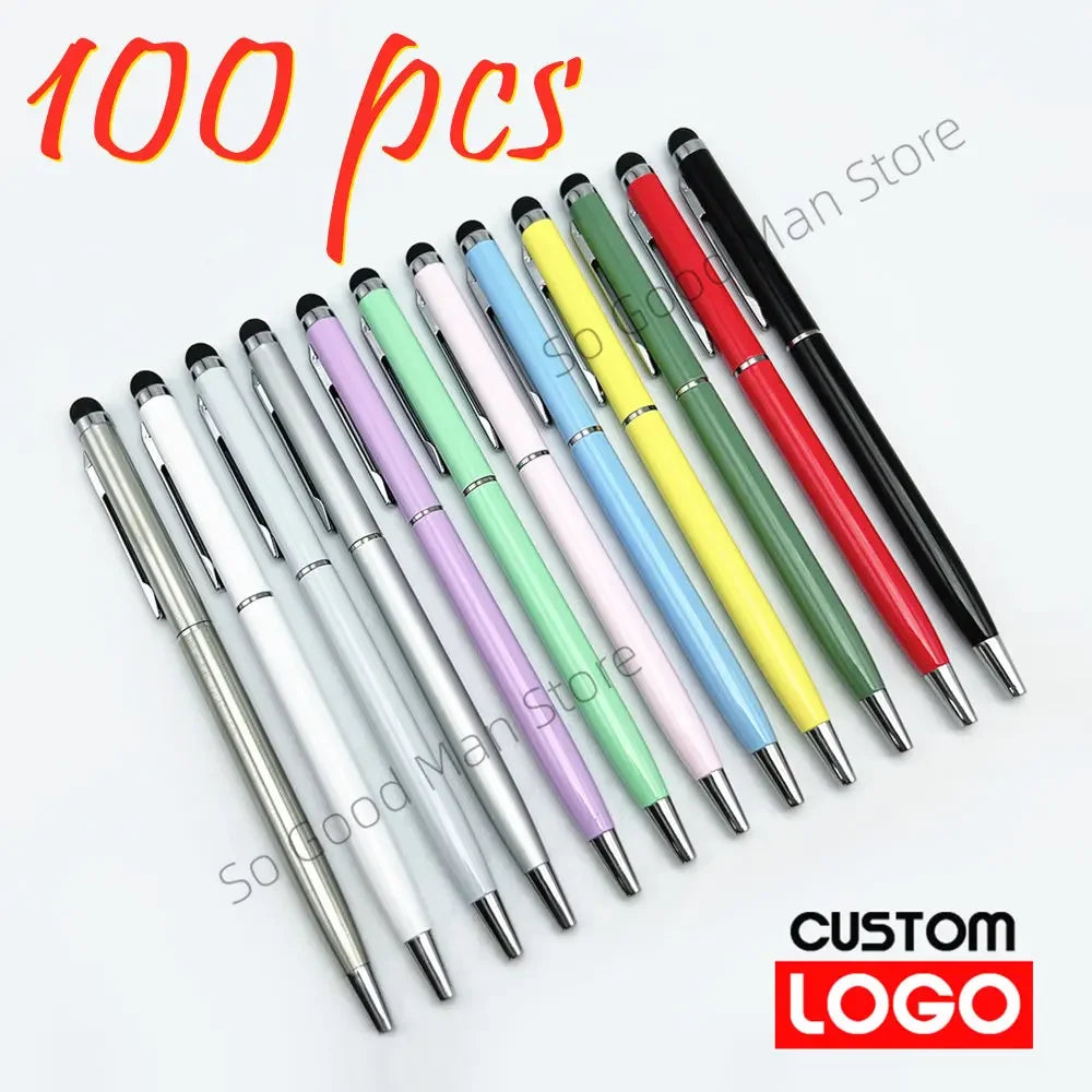 100 Pcs 2-in-1 Stylus Ballpoint Pens Custom Logo