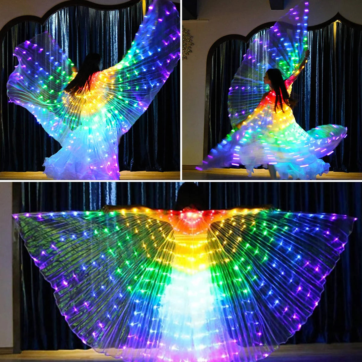 LED Fairy Wings - Colorful Butterfly Cloak for Kids' Performances