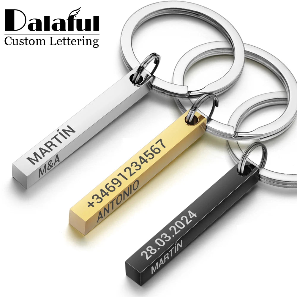 Custom 3D Bar Stainless Steel Keychain