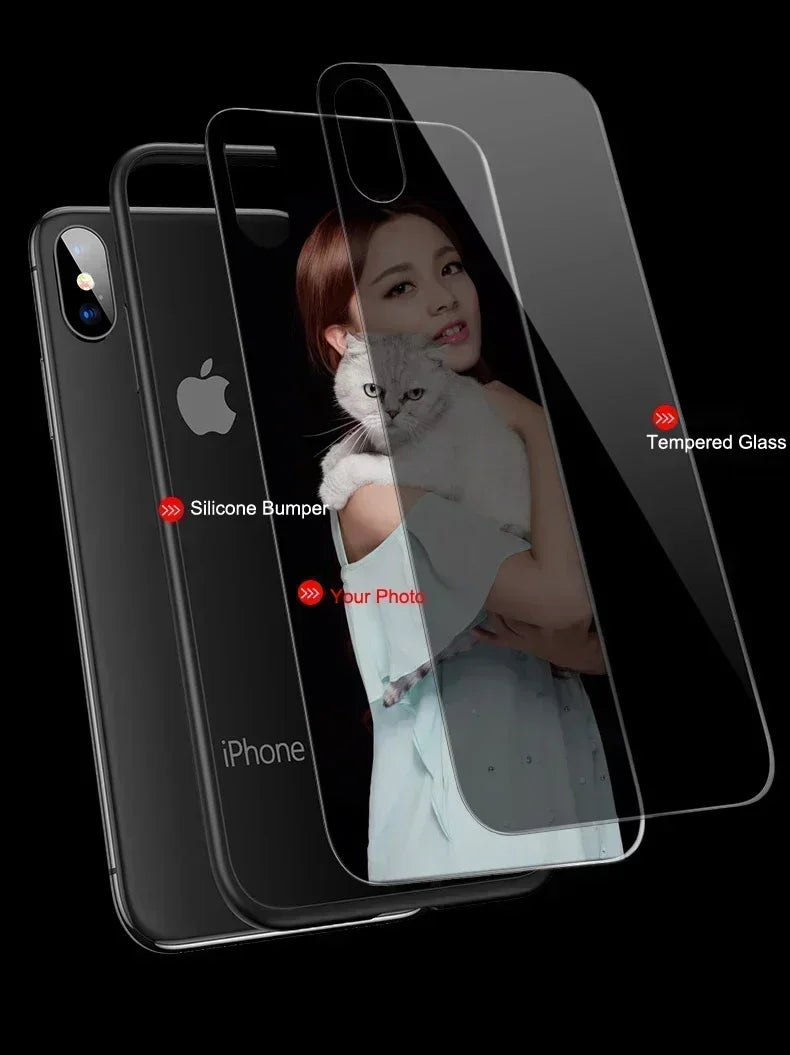 Custom Photo Tempered Glass iPhone Case