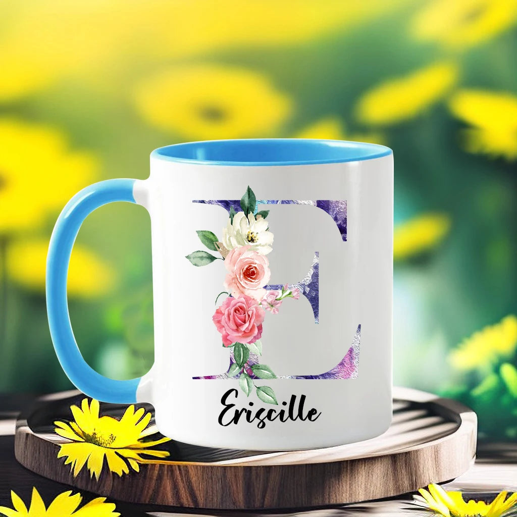 Personalized Floral Name Coffee Mug