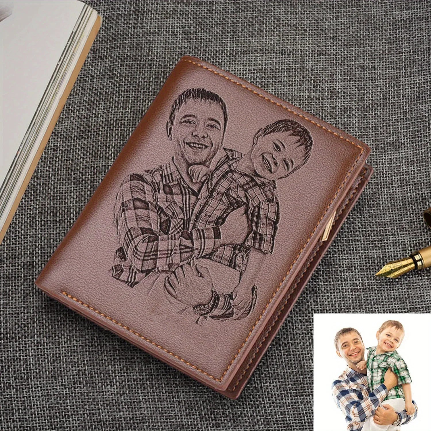 Custom Wallet,Personalized Photo Wallets for Men, Husband, Dad, Son