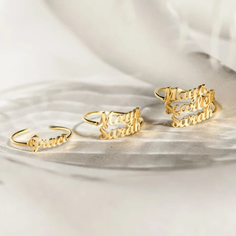 Custom 1-3 Names Adjustable Ring