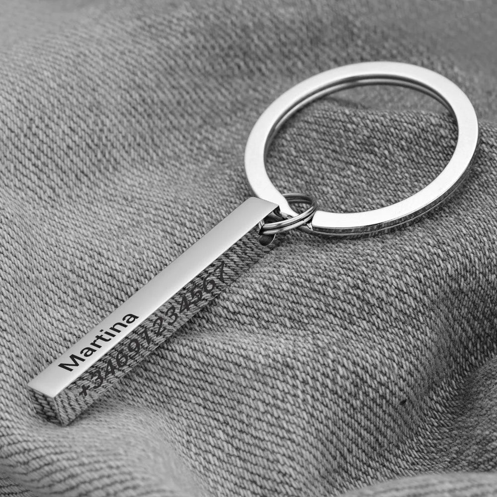 Custom 3D Bar Stainless Steel Keychain