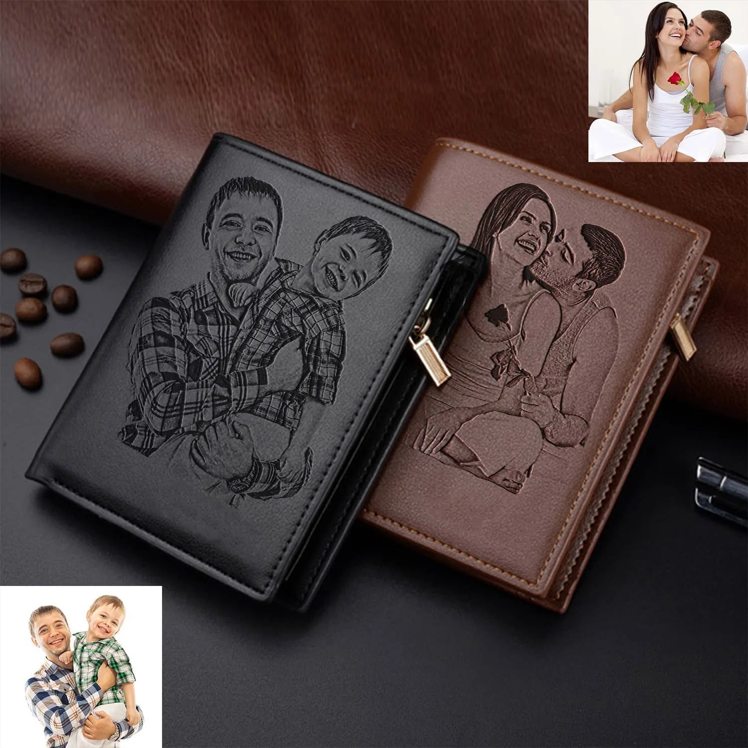 Custom Wallet,Personalized Photo Wallets for Men, Husband, Dad, Son