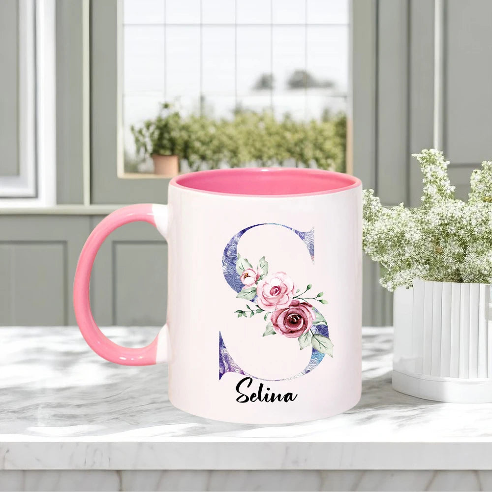 Personalized Floral Name Coffee Mug