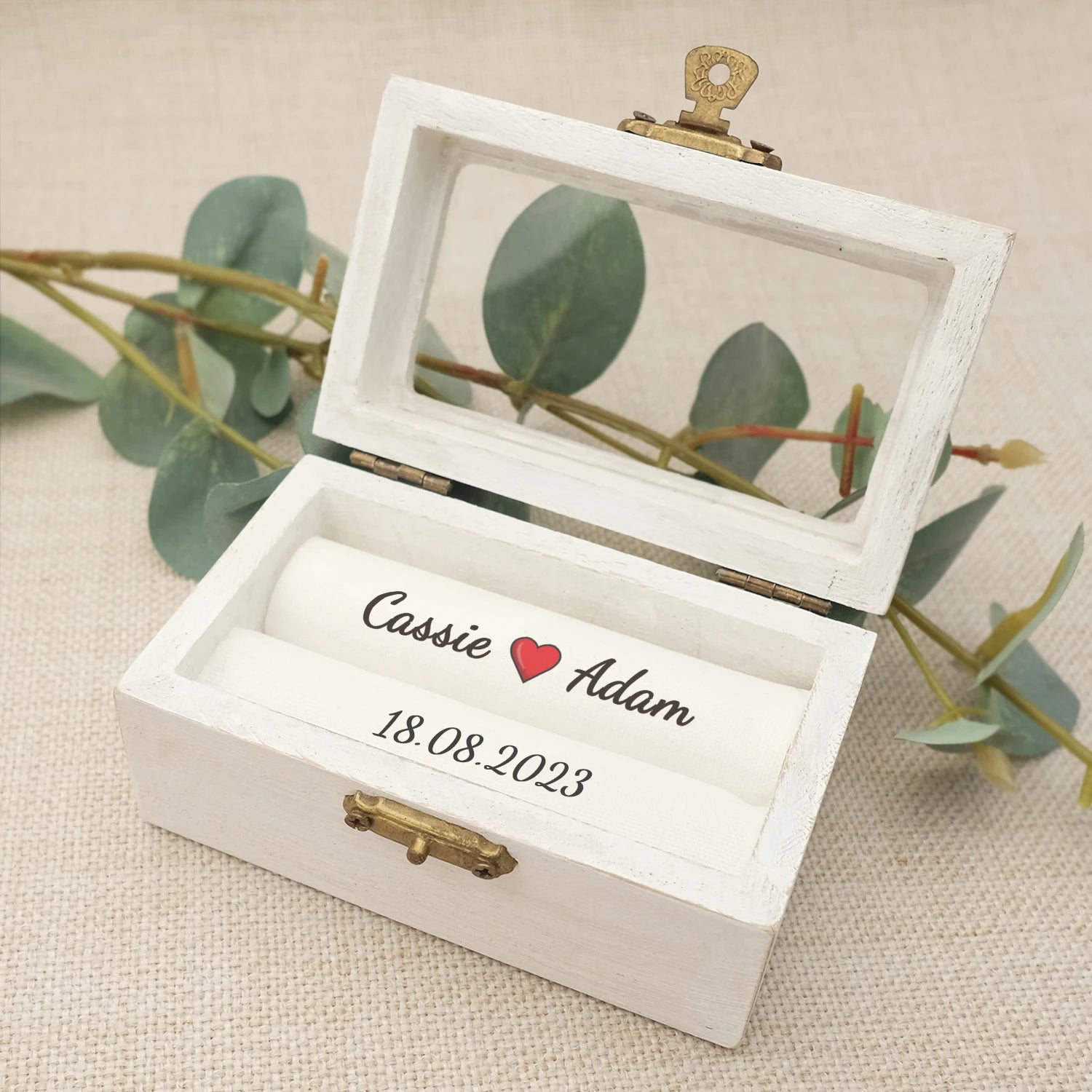 Personalized Wedding Ring Box - Engagement & Ceremony Ring Holder